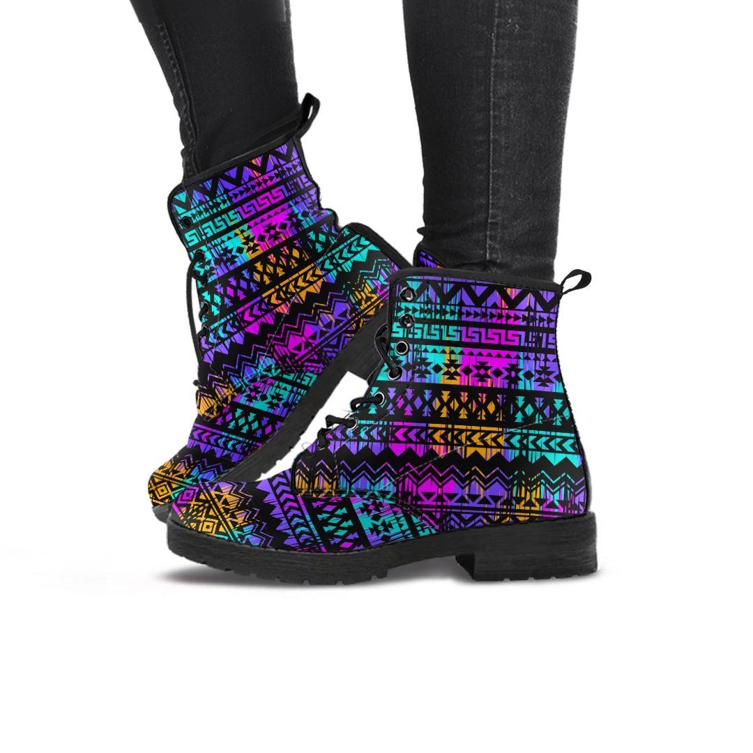 Colorful Native Aztec Geometric Women's Boots-grizzshop