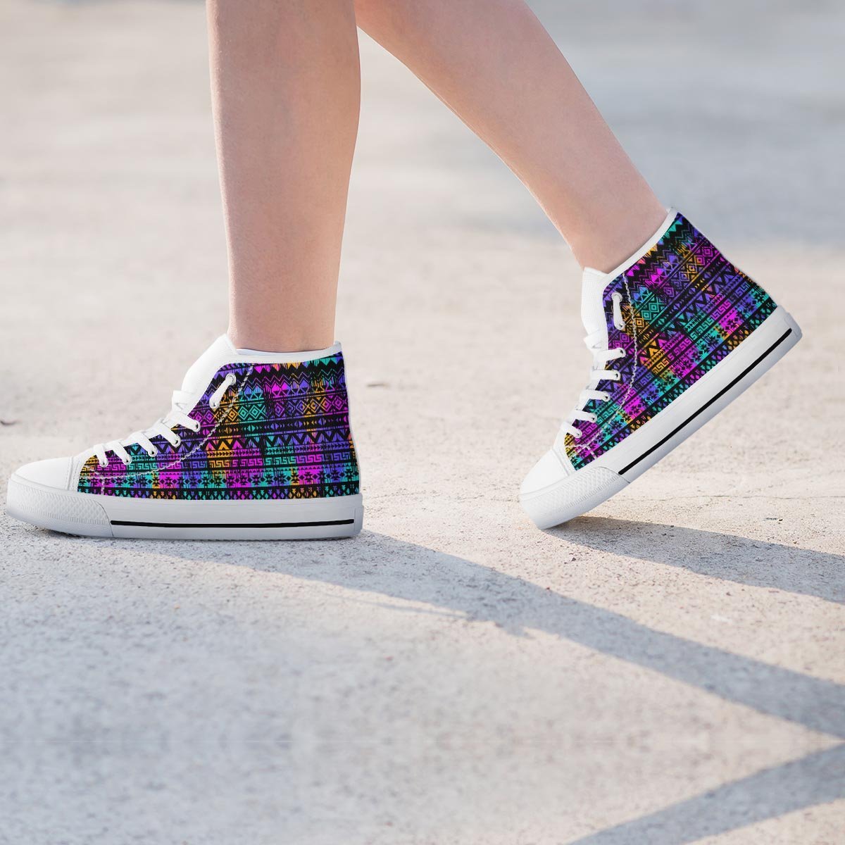 Colorful Native Aztec Geometric Women's High Top Shoes-grizzshop
