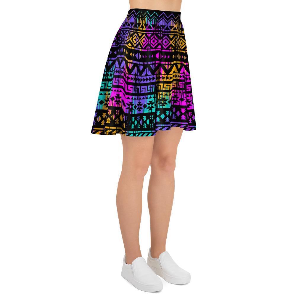 Colorful Native Aztec Geometric Women's Skirt-grizzshop