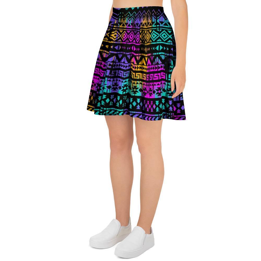 Colorful Native Aztec Geometric Women's Skirt-grizzshop