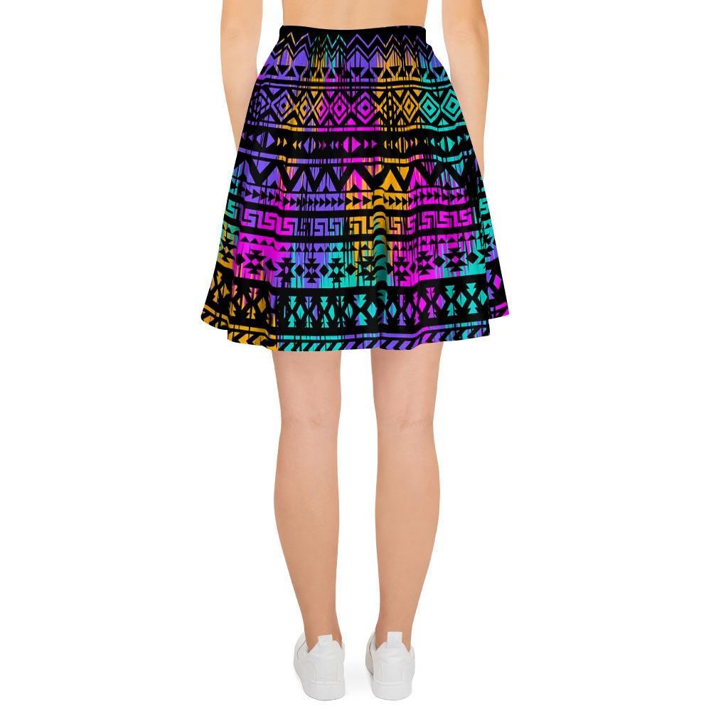 Colorful Native Aztec Geometric Women's Skirt-grizzshop