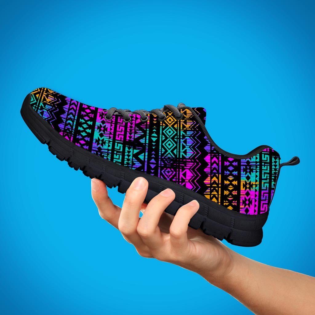 Colorful Native Aztec Geometric Women's Sneakers-grizzshop