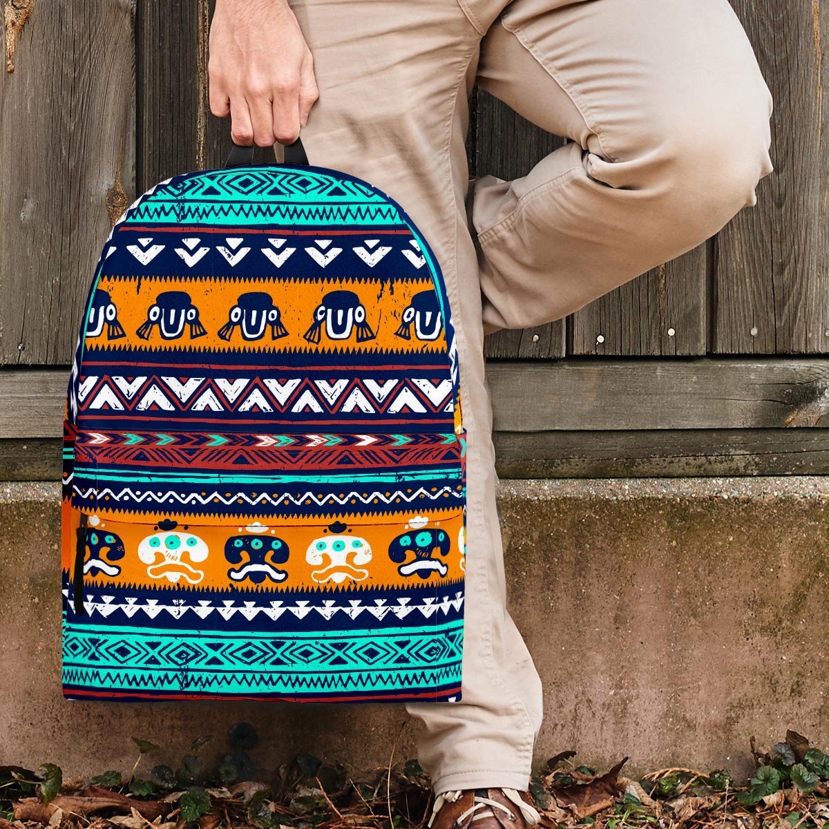 Colorful Neon Ethic Aztec Maya Print Backpack-grizzshop