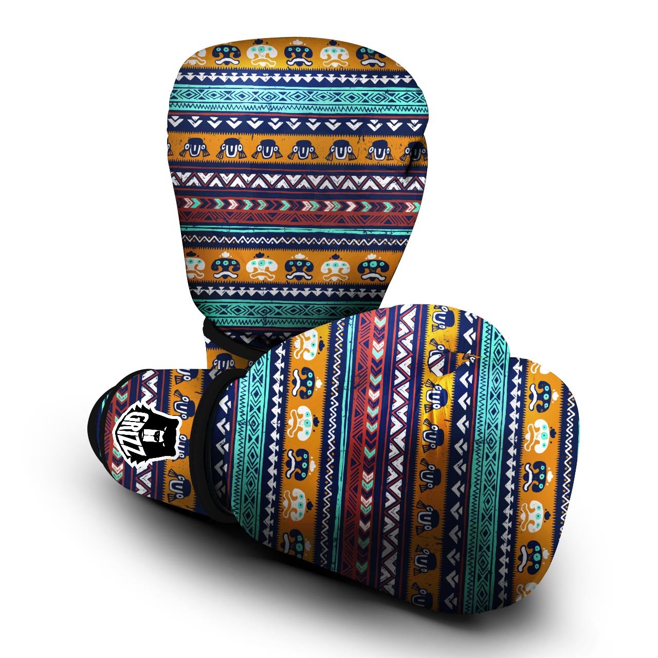 Colorful Neon Ethic Aztec Maya Print Boxing Gloves-grizzshop
