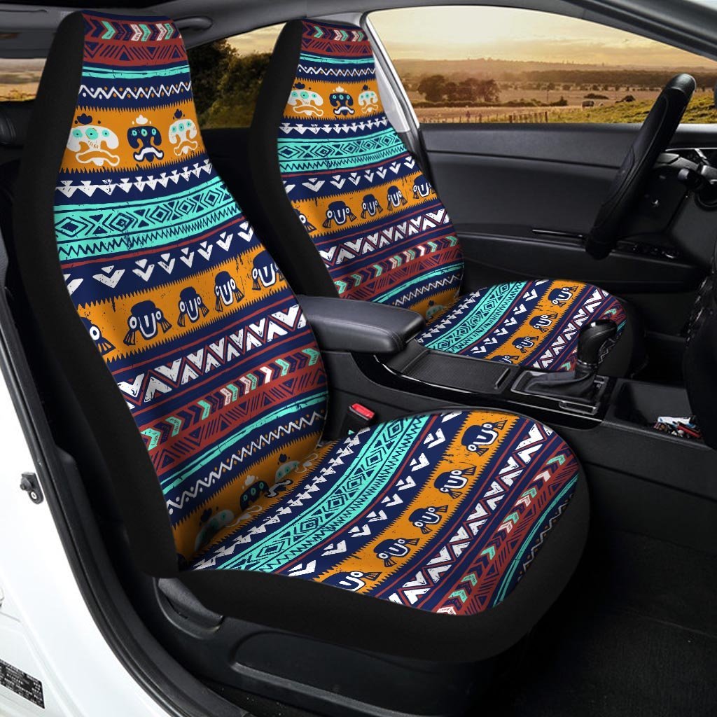 Colorful Neon Ethic Aztec Maya Print Car Seat Covers-grizzshop