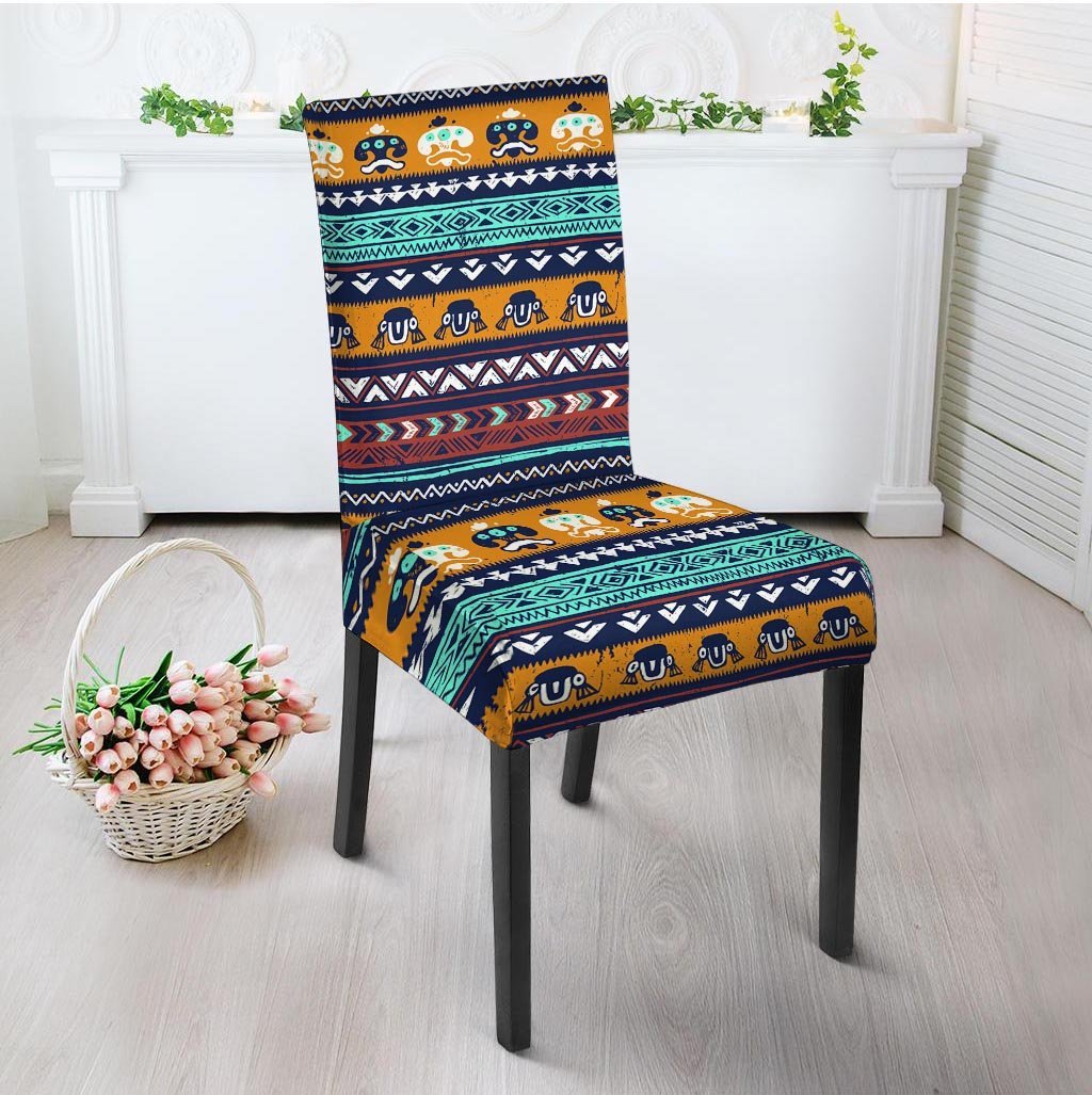 Colorful Neon Ethic Aztec Maya Print Chair Cover-grizzshop