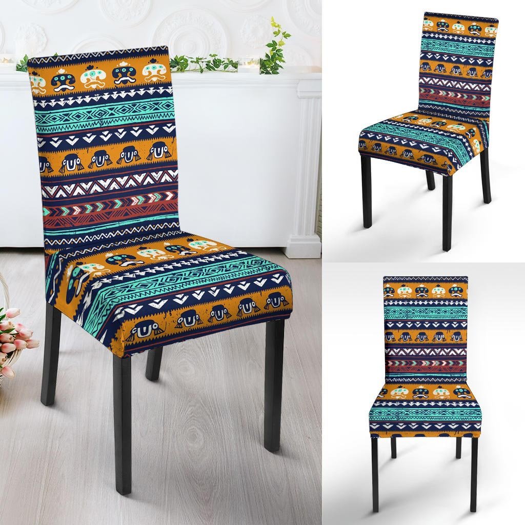Colorful Neon Ethic Aztec Maya Print Chair Cover-grizzshop