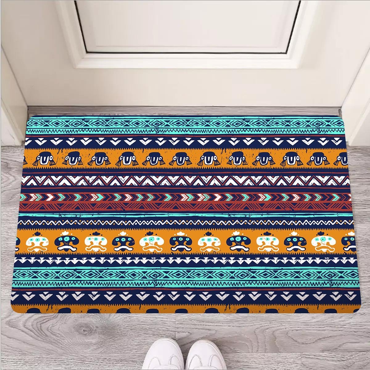 Colorful Neon Ethic Aztec Maya Print Door Mat-grizzshop