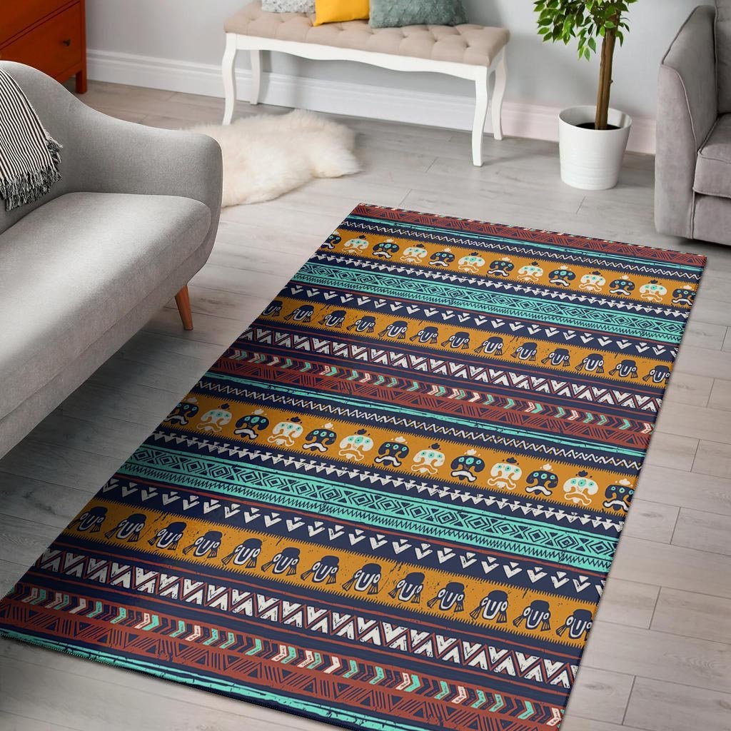 Colorful Neon Ethic Aztec Maya Print Floor Mat-grizzshop