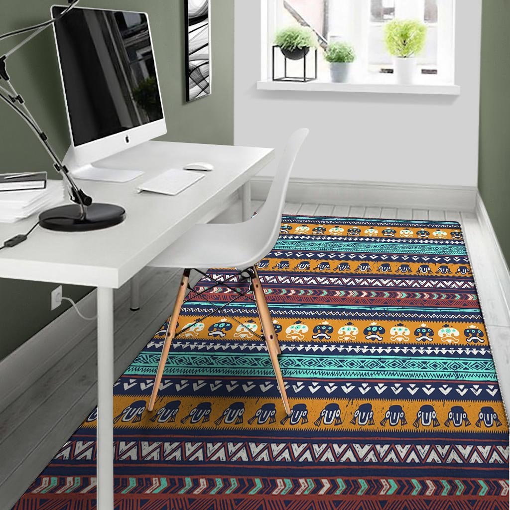 Colorful Neon Ethic Aztec Maya Print Floor Mat-grizzshop