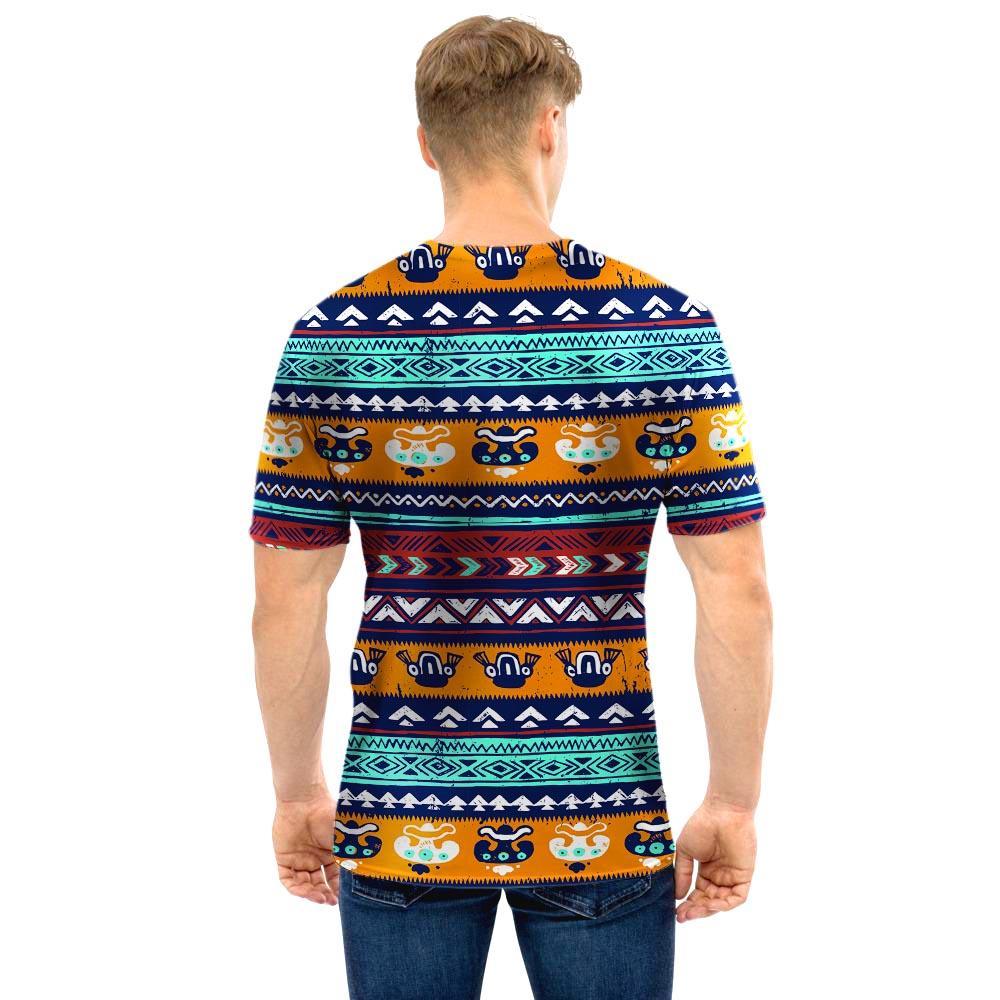 Colorful Neon Ethic Aztec Maya Print Men T Shirt-grizzshop