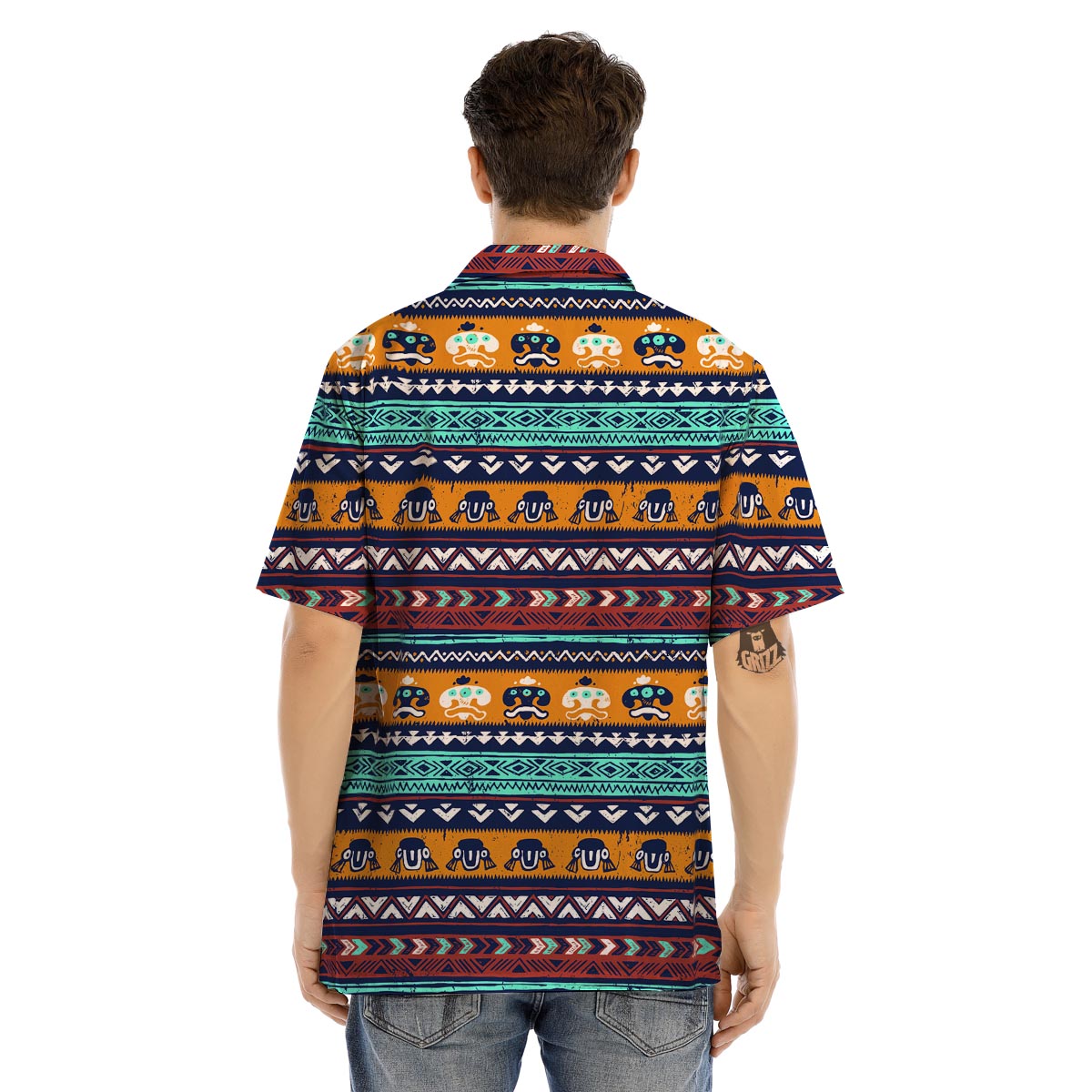 Colorful Neon Ethic Aztec Maya Print Men’s Hawaiian Shirt-grizzshop