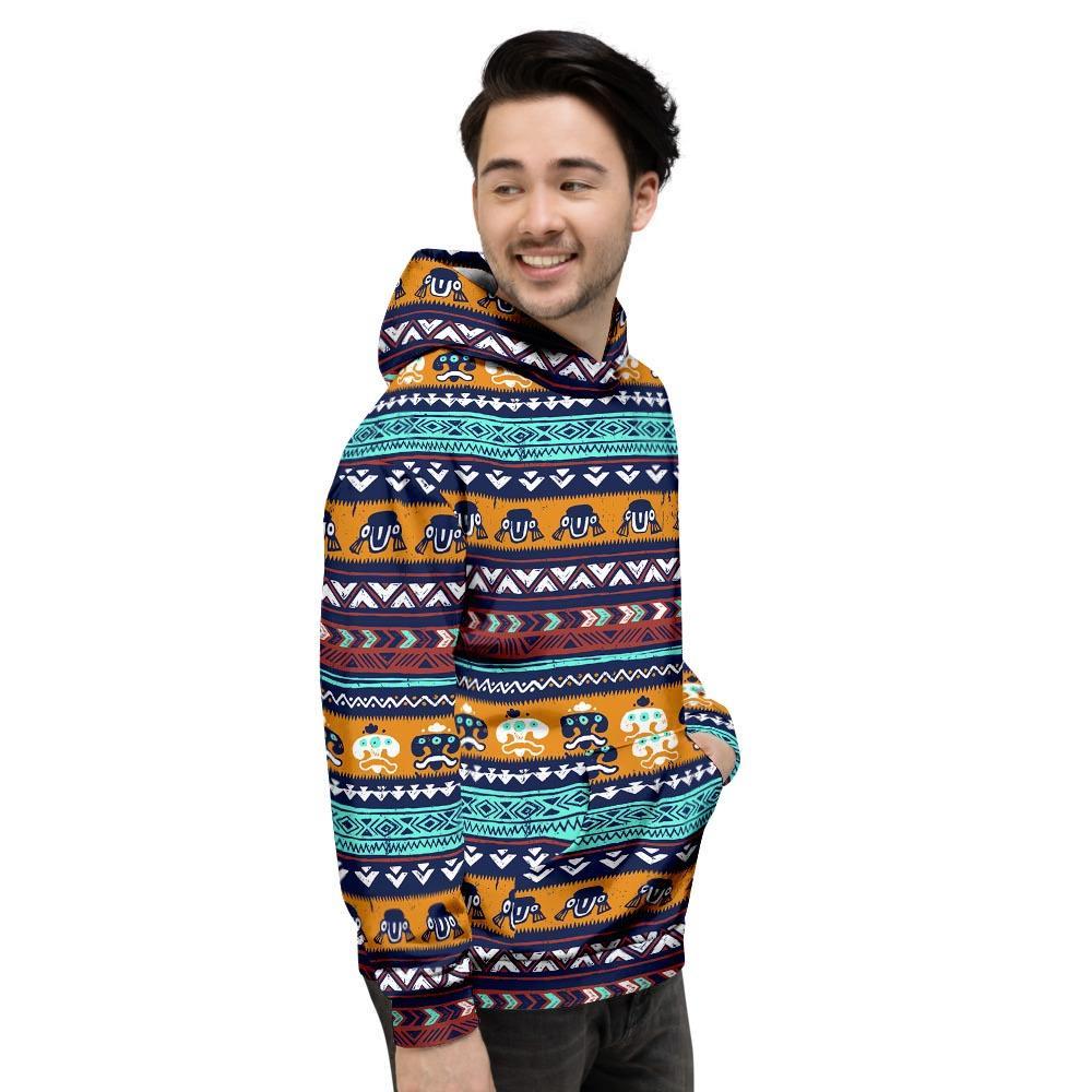 Colorful Neon Ethic Aztec Maya Print Men's Hoodie-grizzshop