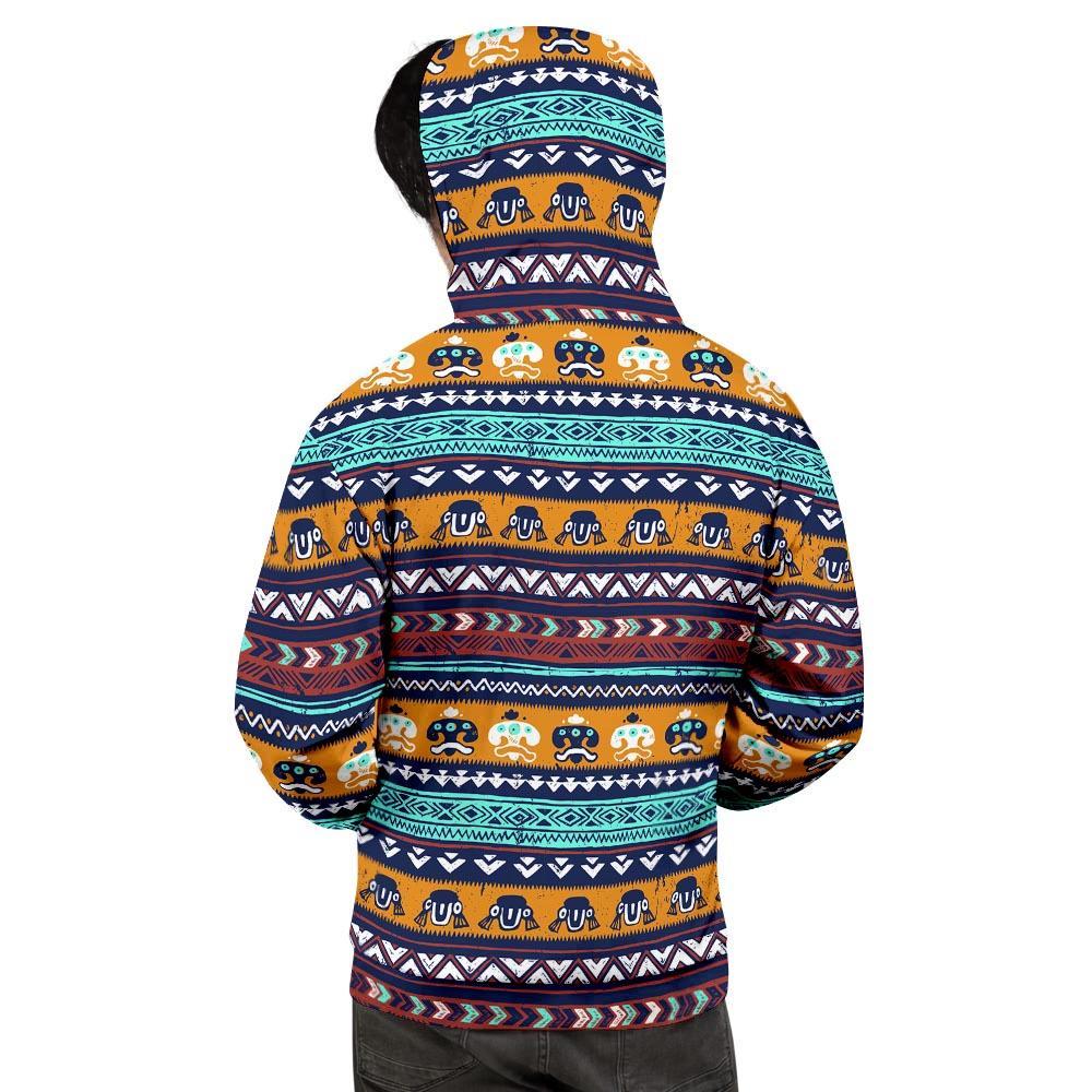 Colorful Neon Ethic Aztec Maya Print Men's Hoodie-grizzshop