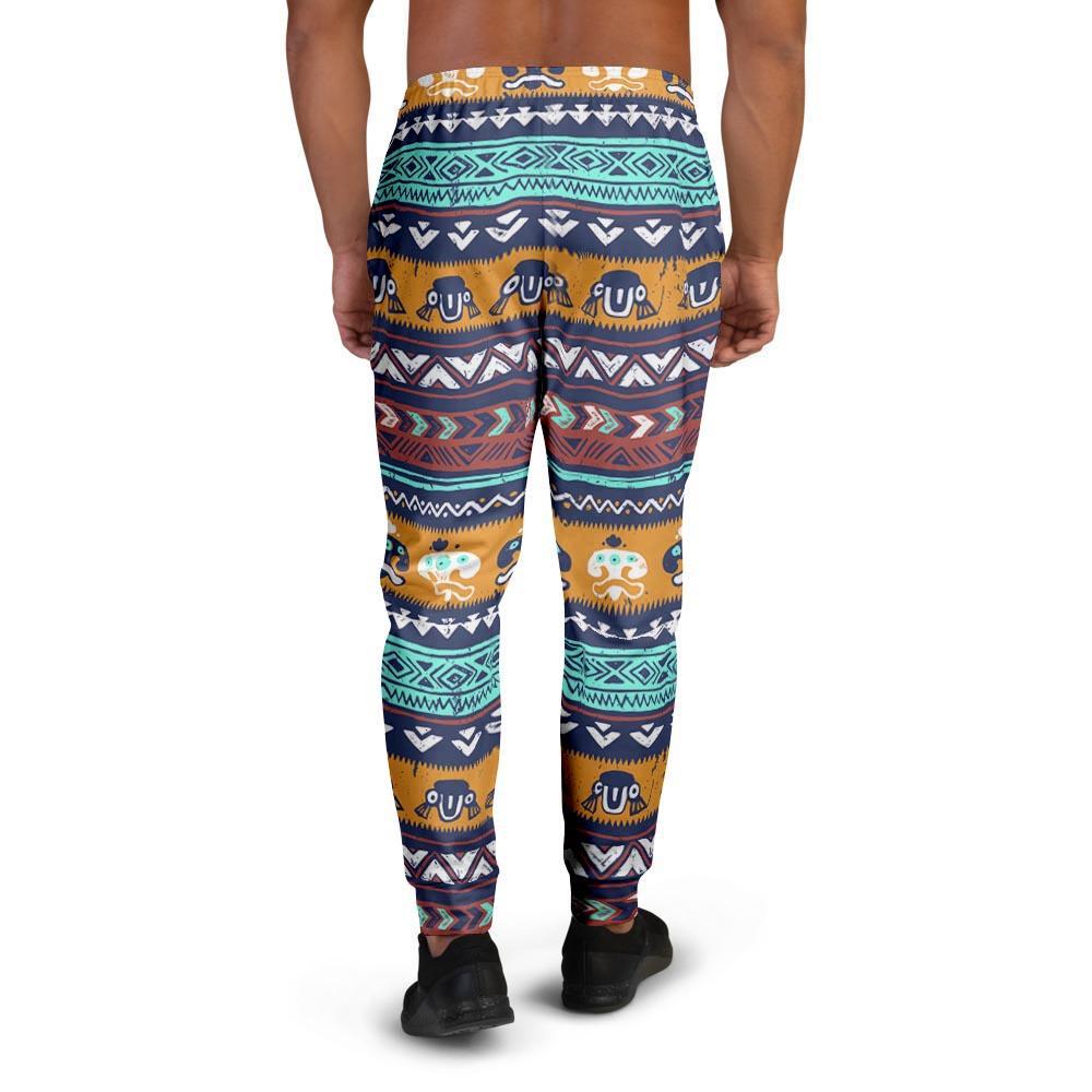 Colorful Neon Ethic Aztec Maya Print Men's Joggers-grizzshop