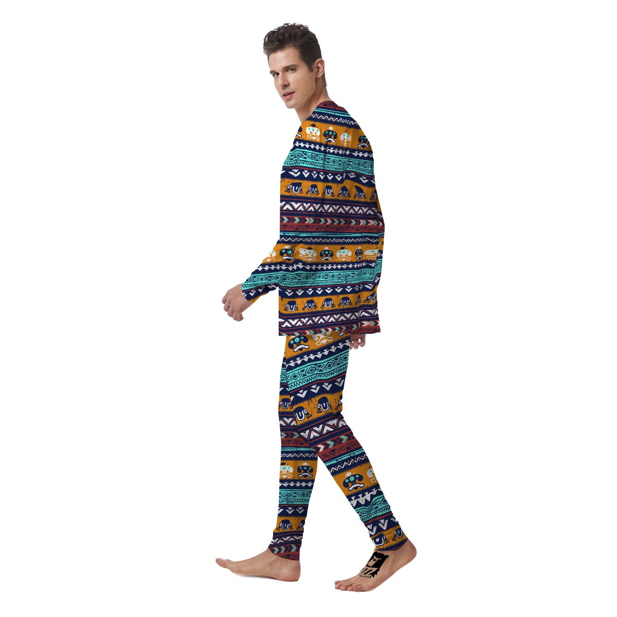Colorful Neon Ethic Aztec Maya Print Men's Pajamas-grizzshop