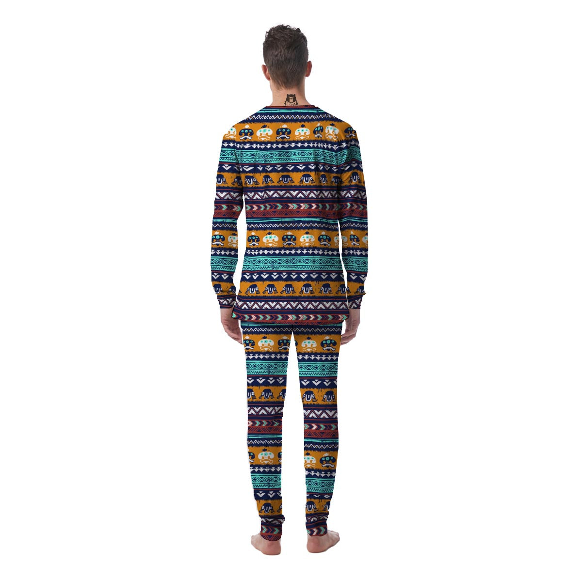 Colorful Neon Ethic Aztec Maya Print Men's Pajamas-grizzshop