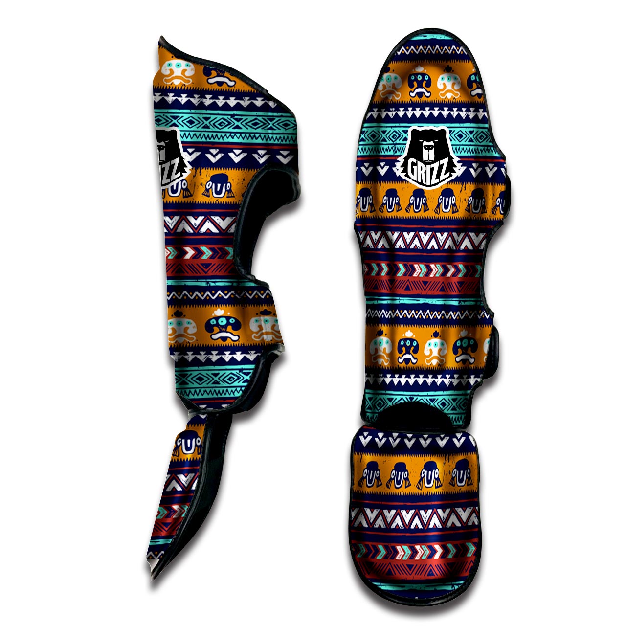 Colorful Neon Ethic Aztec Maya Print Muay Thai Shin Guard-grizzshop