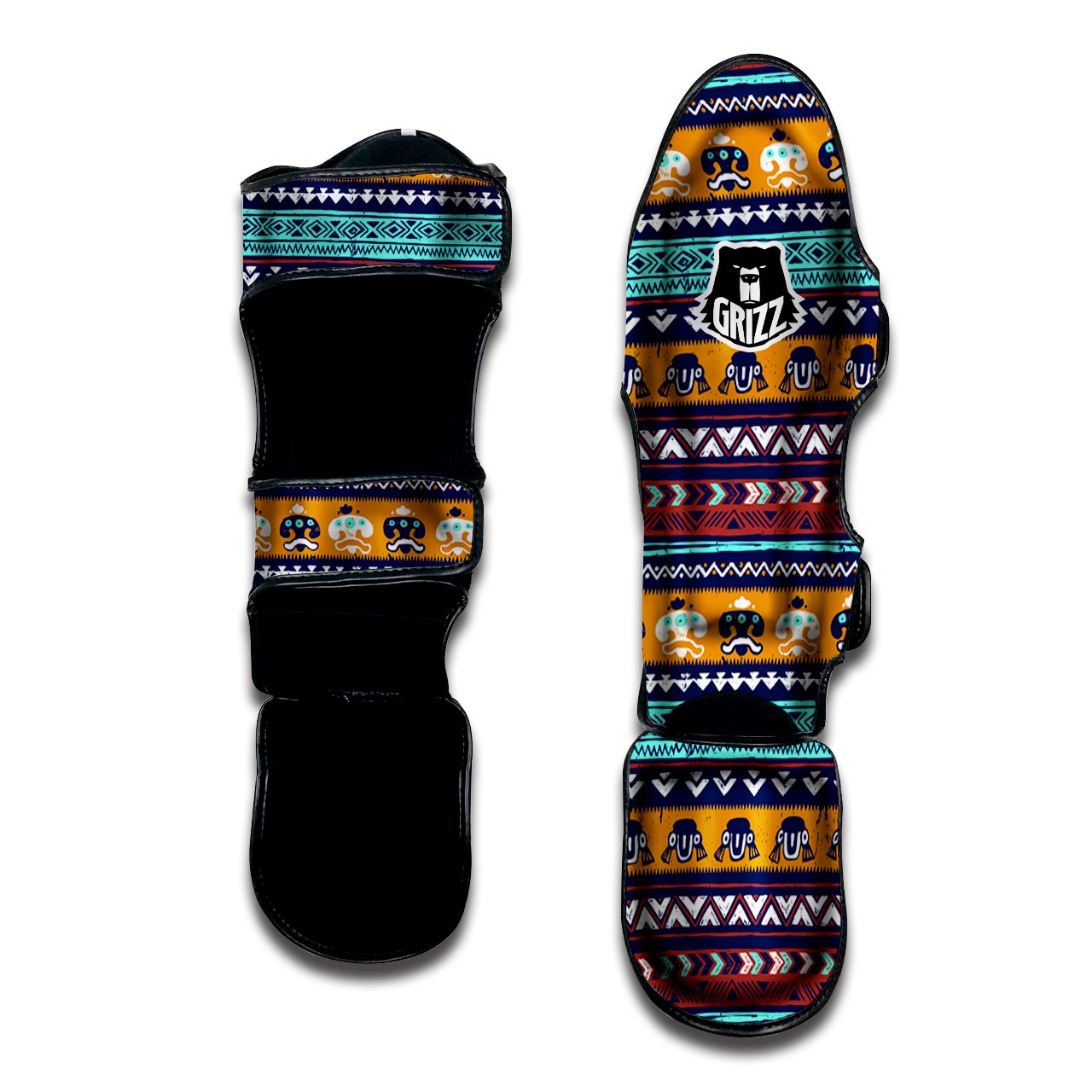 Colorful Neon Ethic Aztec Maya Print Muay Thai Shin Guard-grizzshop