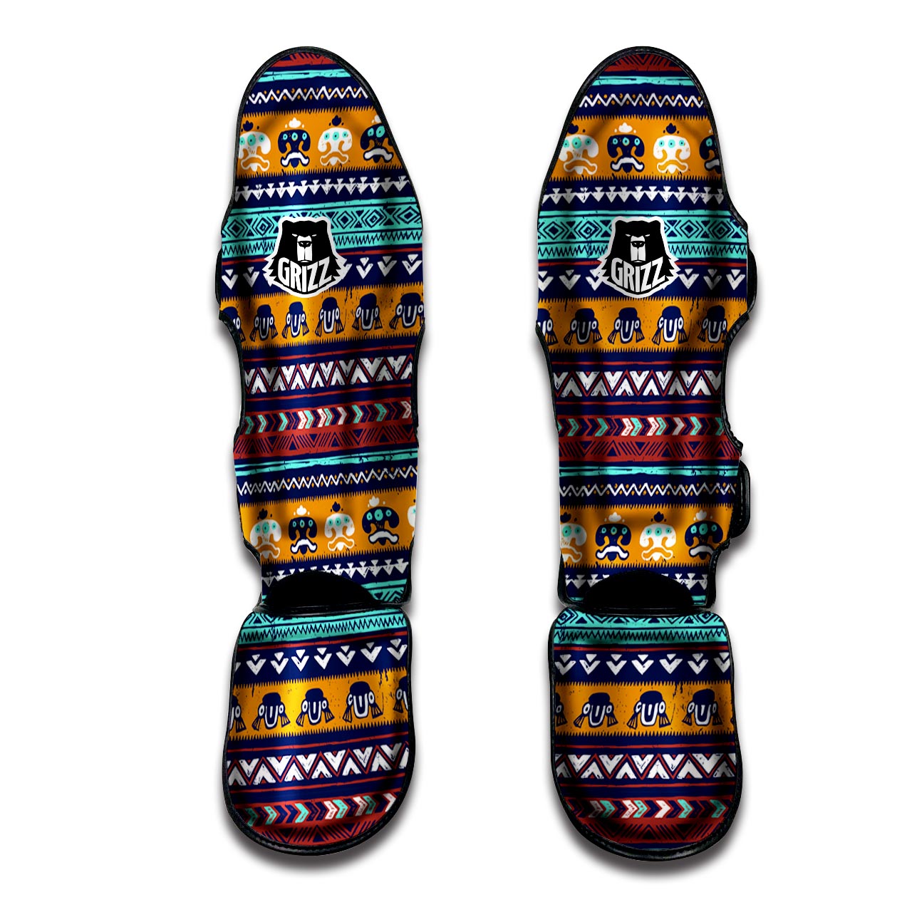 Colorful Neon Ethic Aztec Maya Print Muay Thai Shin Guard-grizzshop