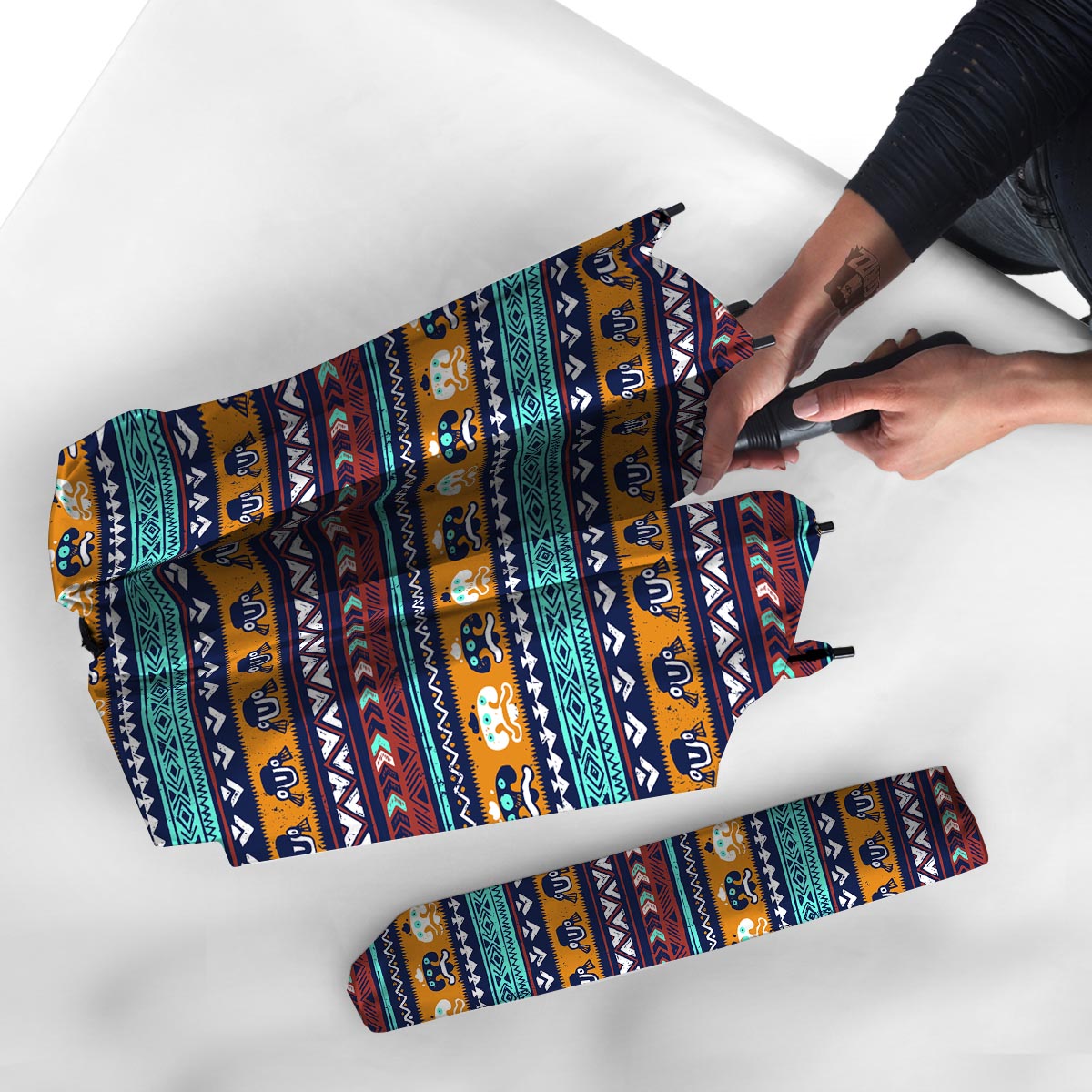Colorful Neon Ethic Aztec Maya Print Umbrella-grizzshop