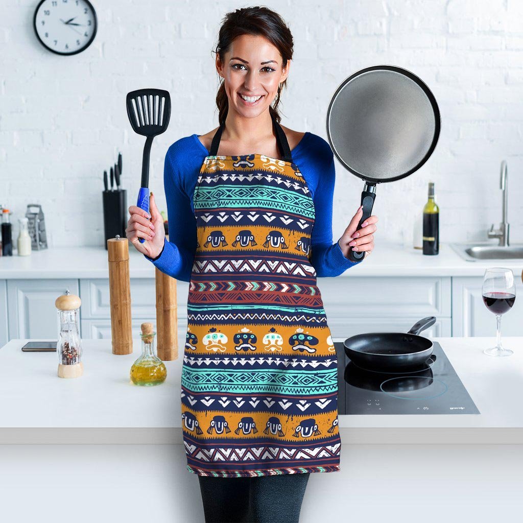 Colorful Neon Ethic Aztec Maya Print Women's Apron-grizzshop
