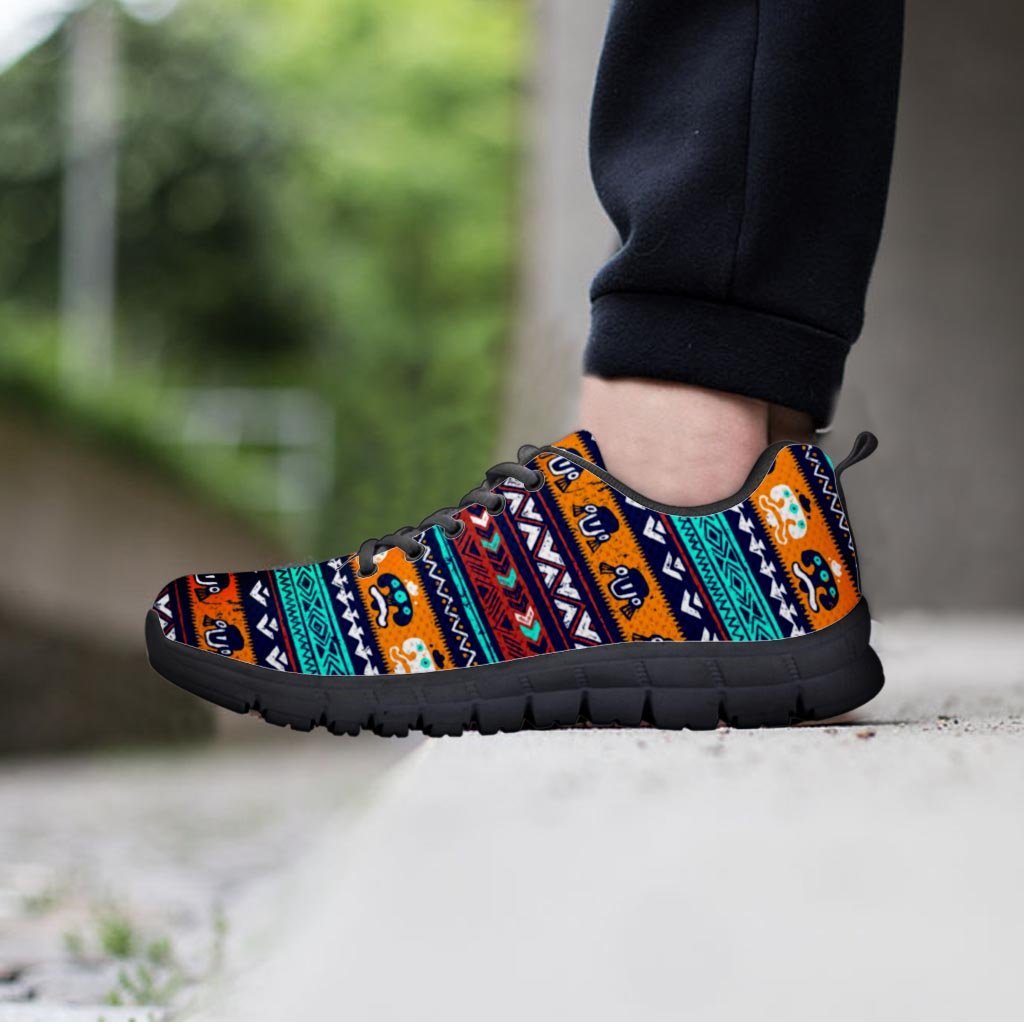 Colorful Neon Ethic Aztec Maya Print Women's Sneakers-grizzshop