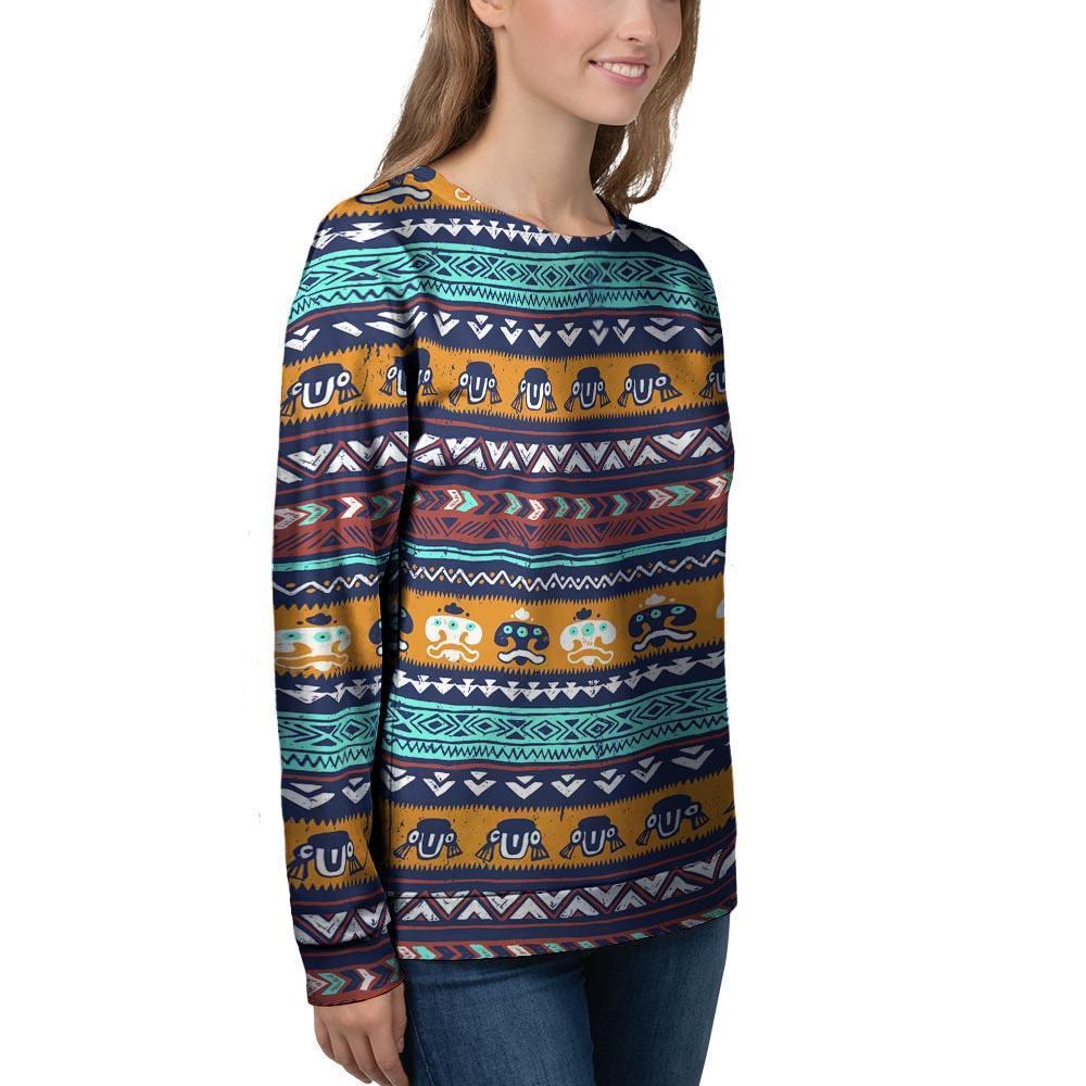 Colorful Neon Ethic Aztec Maya Print Women's Sweatshirt-grizzshop