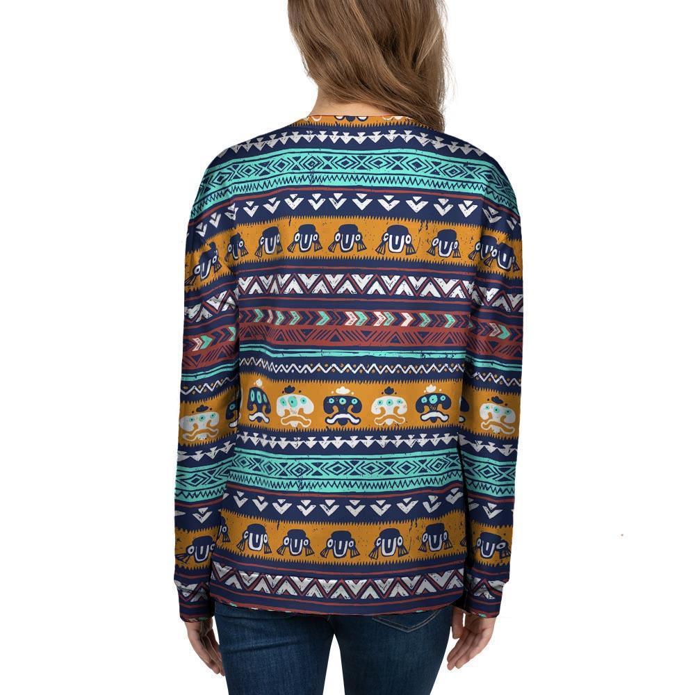 Colorful Neon Ethic Aztec Maya Print Women's Sweatshirt-grizzshop