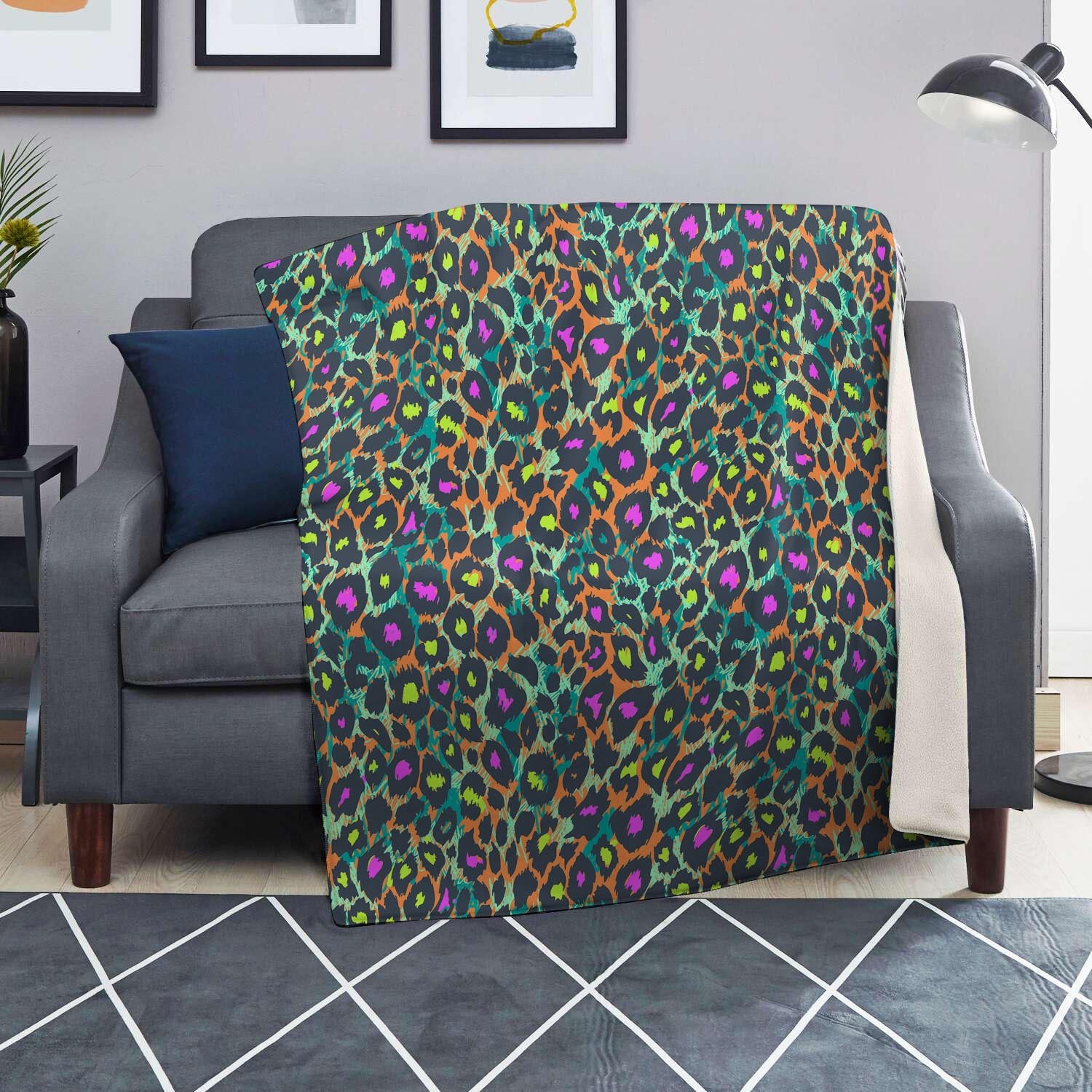 Colorful Neon Leopard Blanket-grizzshop