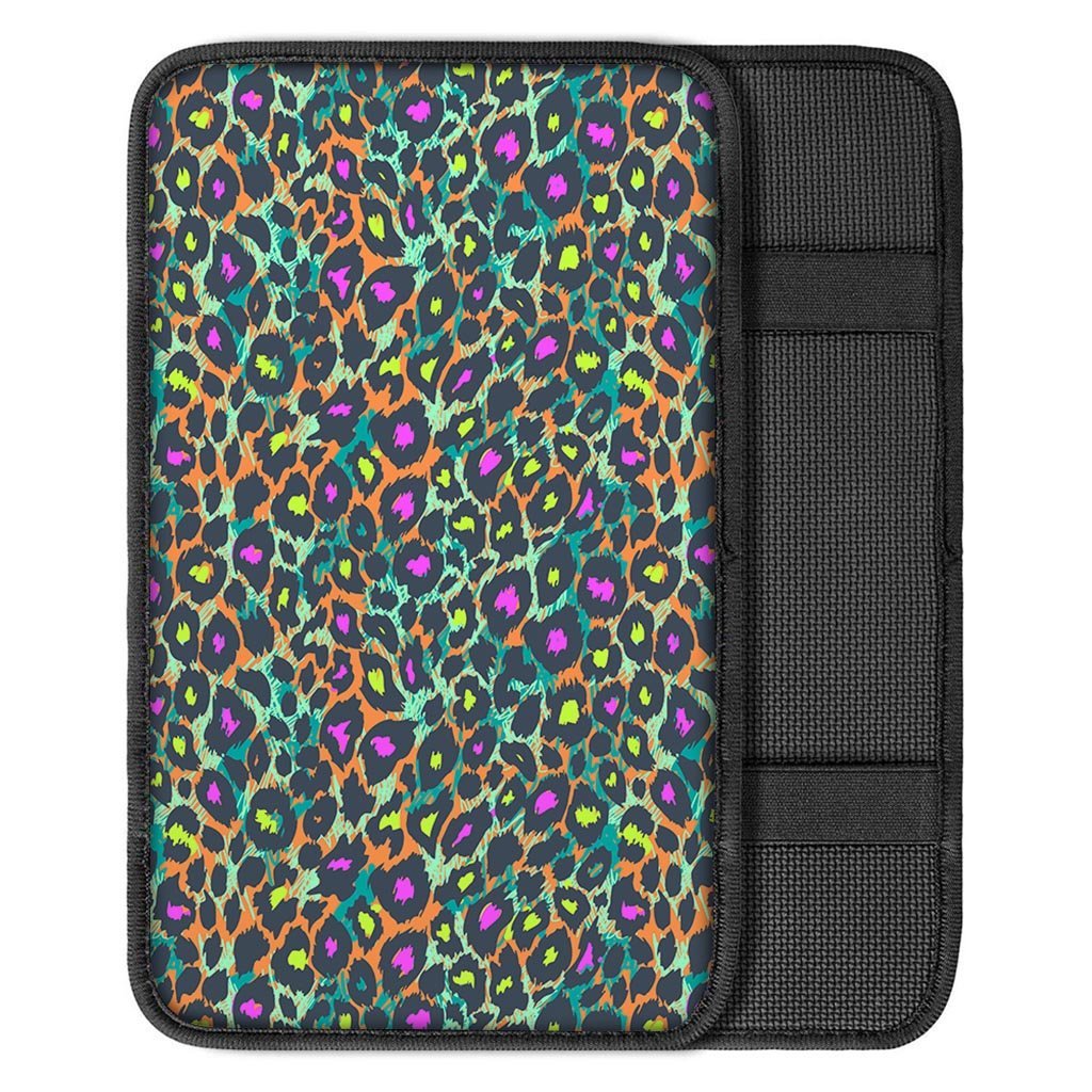 Colorful Neon Leopard Car Console Cover-grizzshop