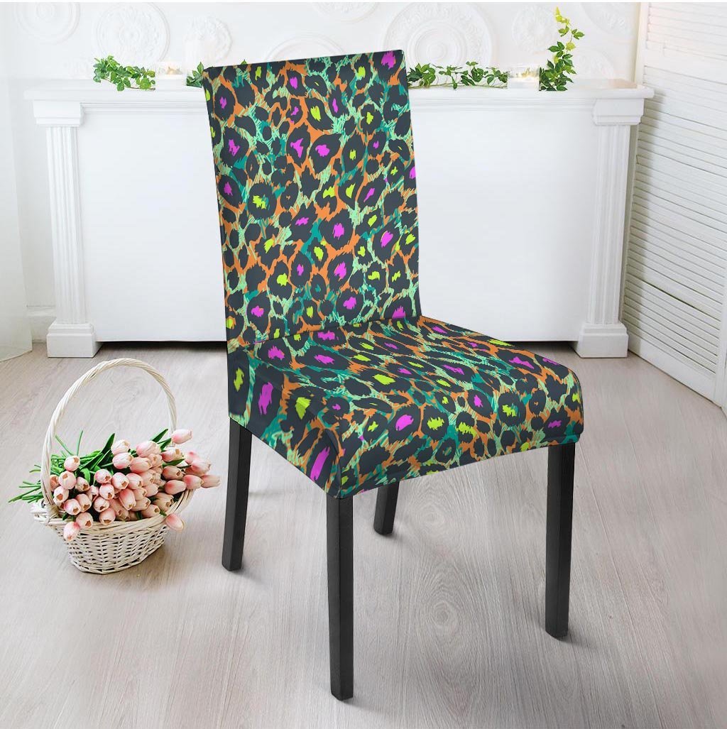 Colorful Neon Leopard Chair Cover-grizzshop