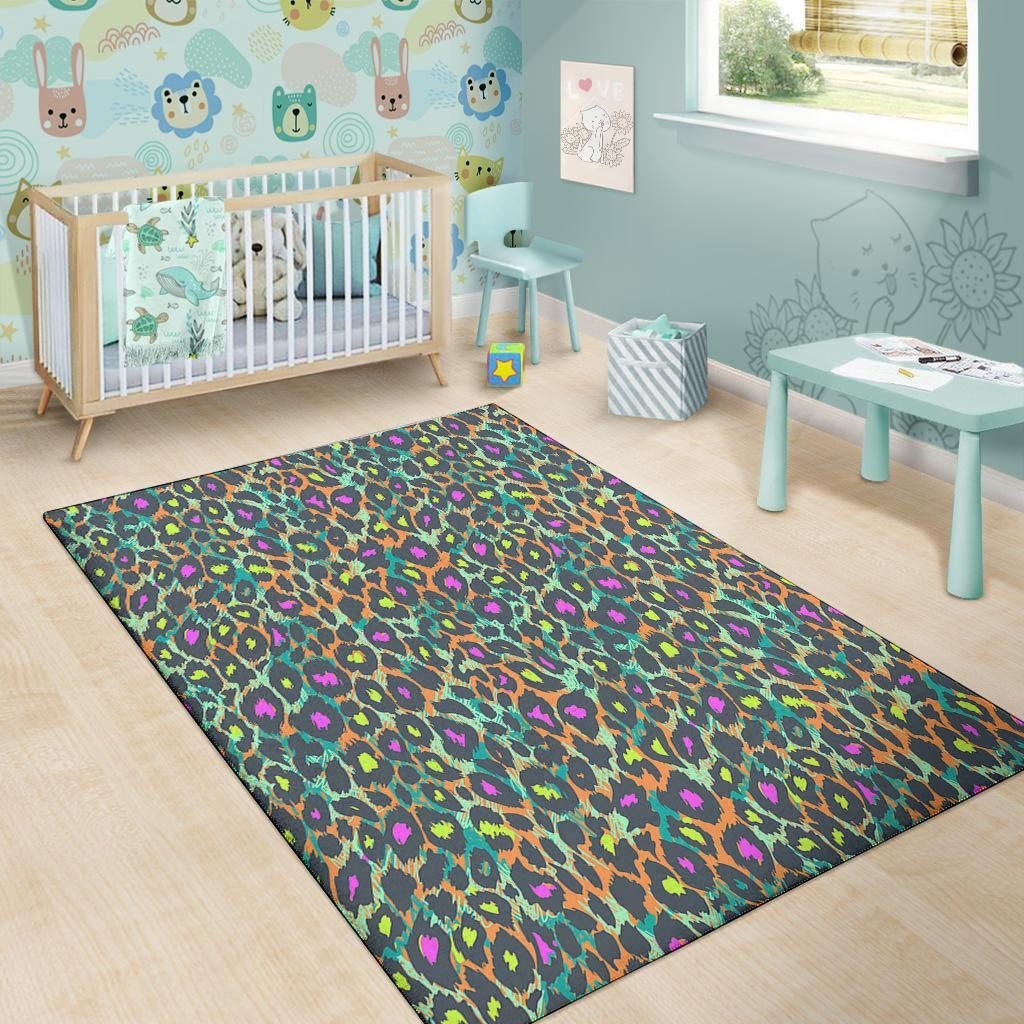 Colorful Neon Leopard Floor Mat-grizzshop