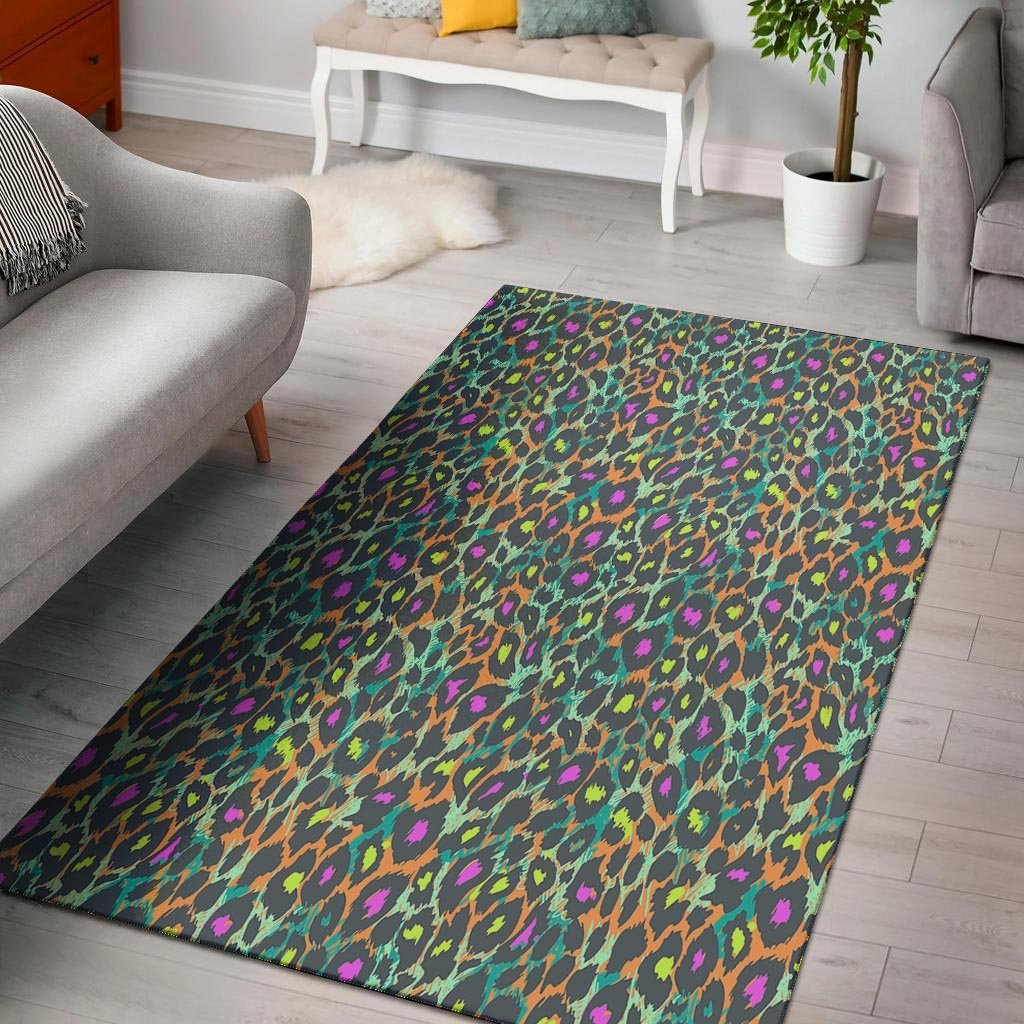 Colorful Neon Leopard Floor Mat-grizzshop