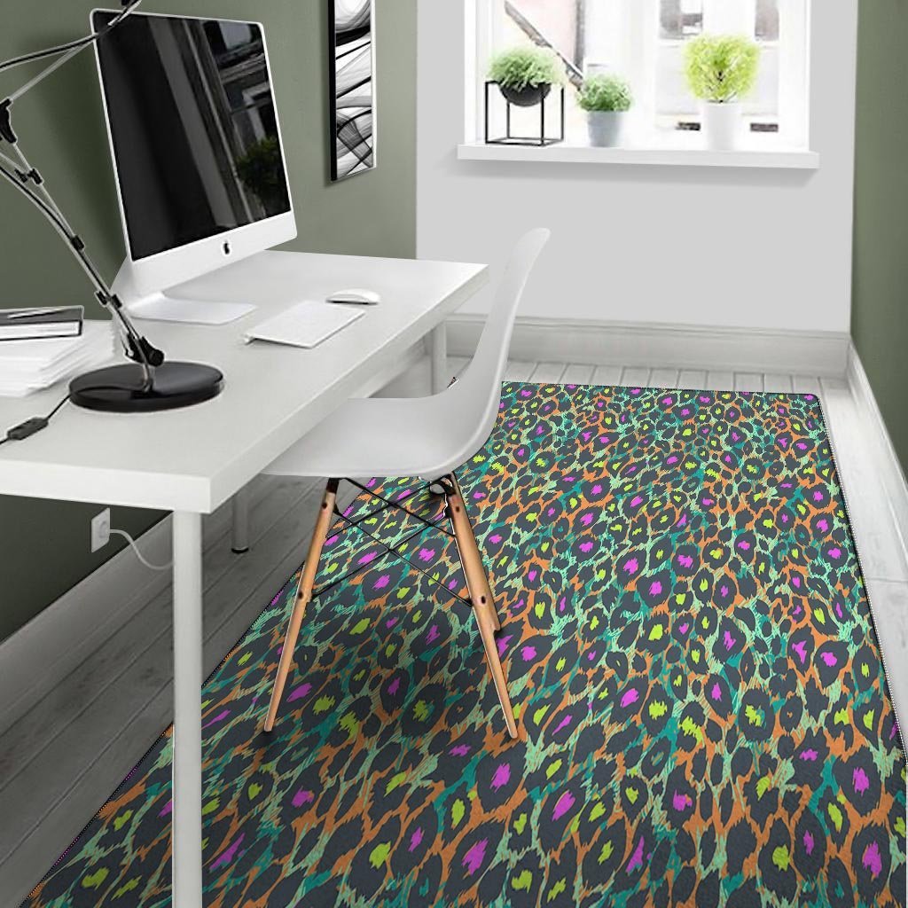 Colorful Neon Leopard Floor Mat-grizzshop