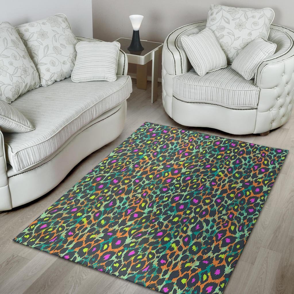 Colorful Neon Leopard Floor Mat-grizzshop
