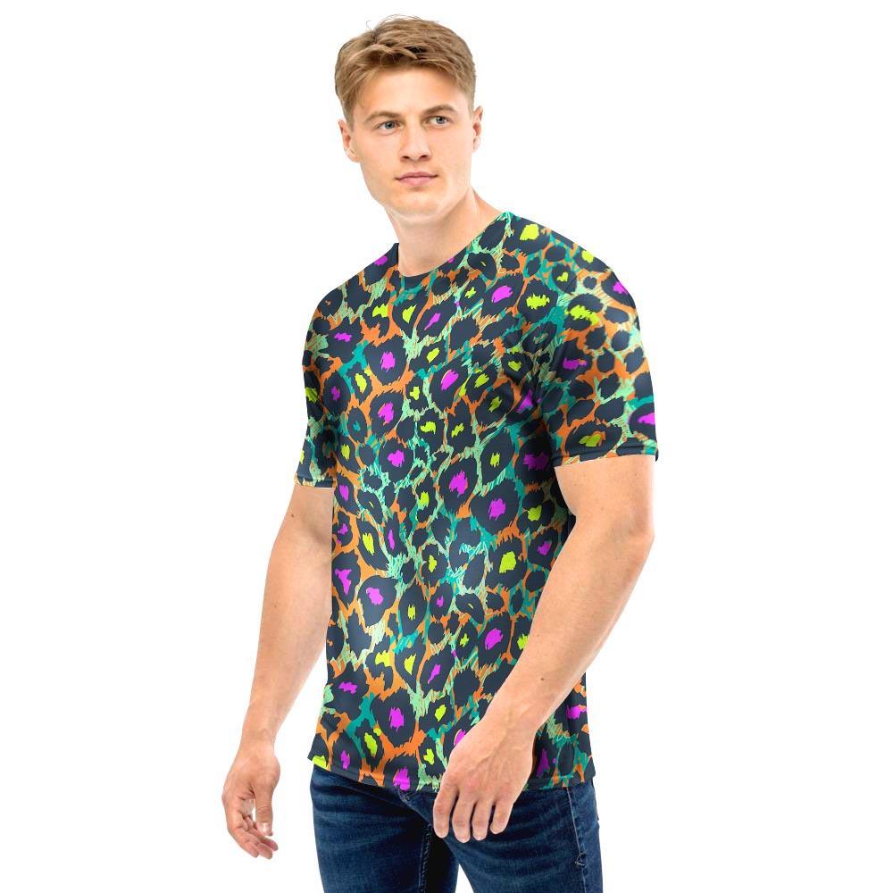 Colorful Neon Leopard Men T Shirt-grizzshop
