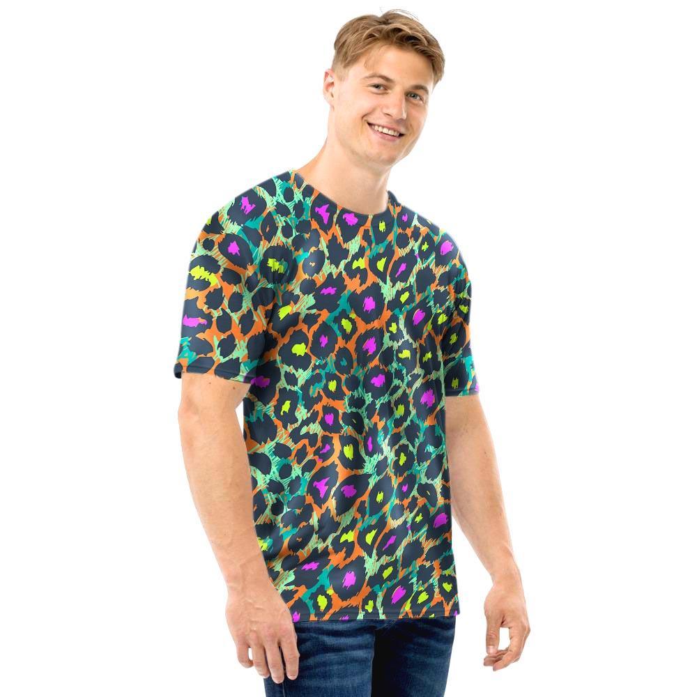 Colorful Neon Leopard Men T Shirt-grizzshop