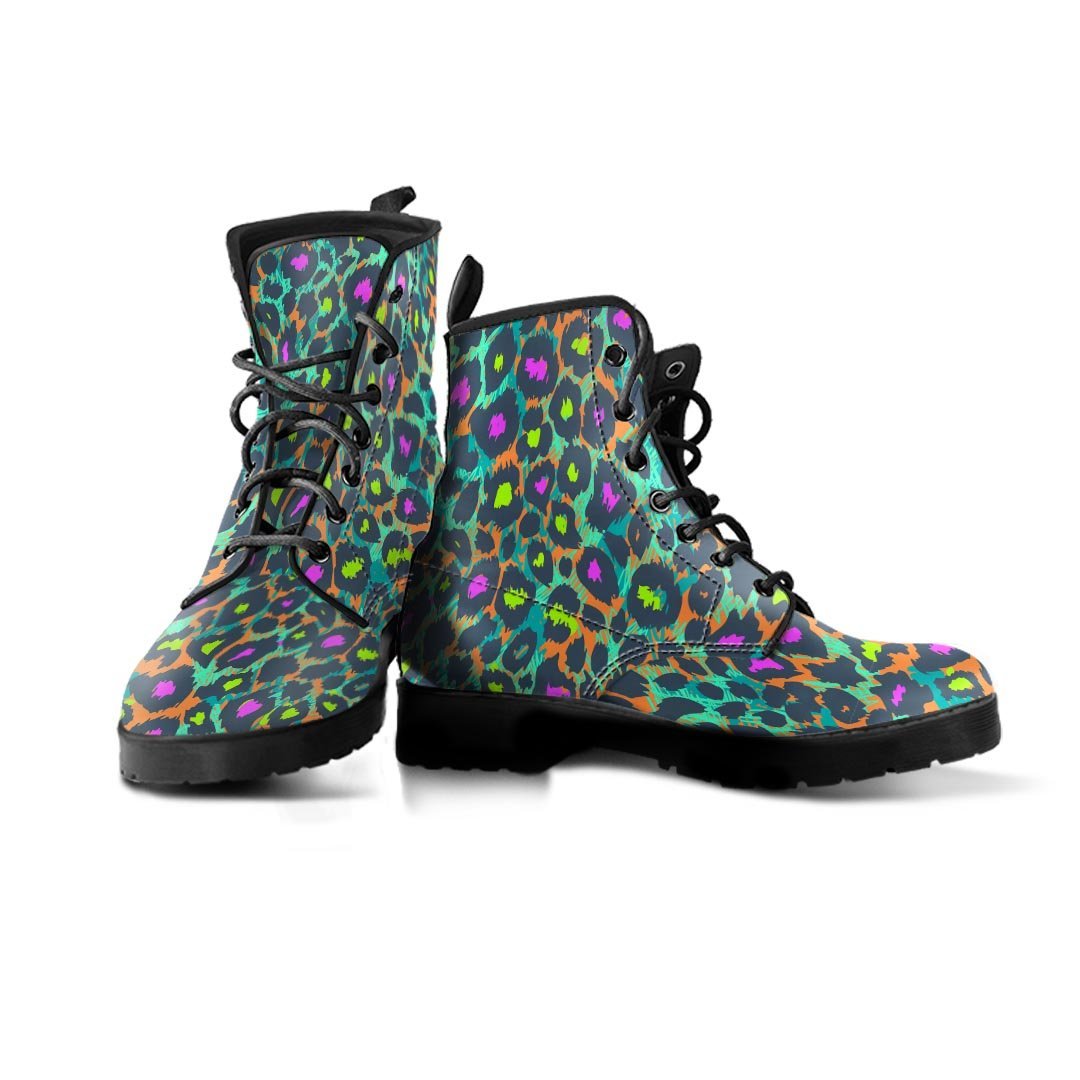 Colorful Neon Leopard Men's Boots-grizzshop
