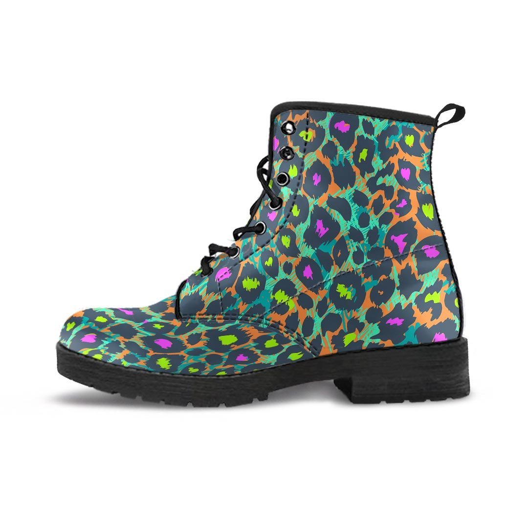 Colorful Neon Leopard Men's Boots-grizzshop