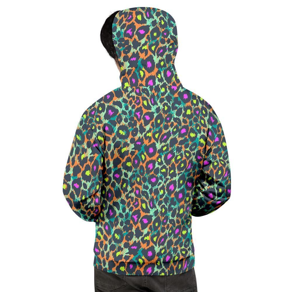 Colorful Neon Leopard Men's Hoodie-grizzshop