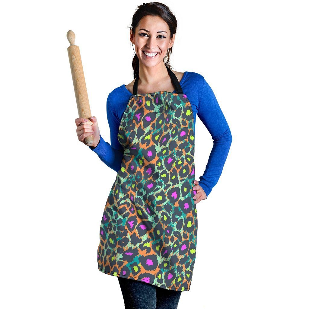 Colorful Neon Leopard Women's Apron-grizzshop