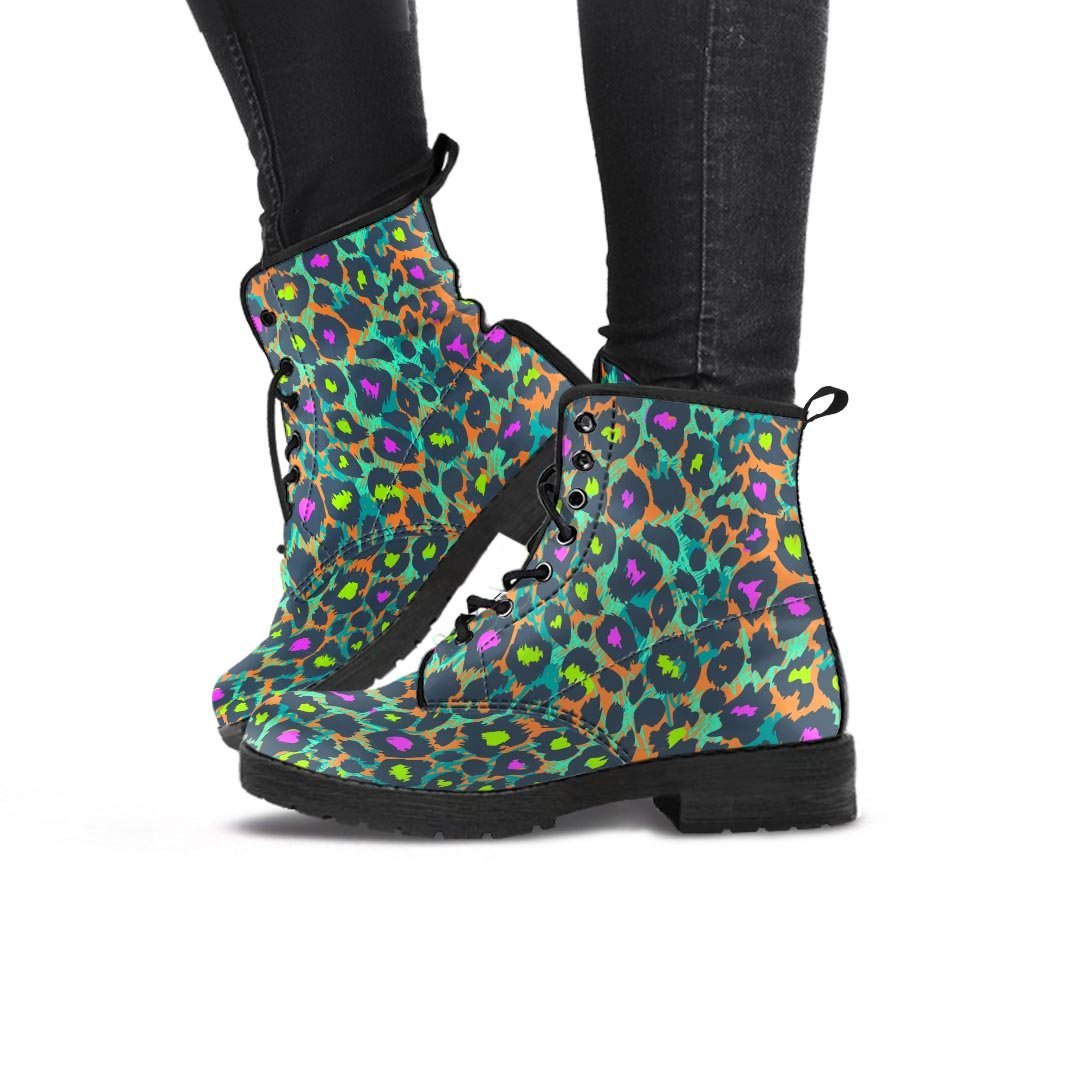 Colorful Neon Leopard Women's Boots-grizzshop