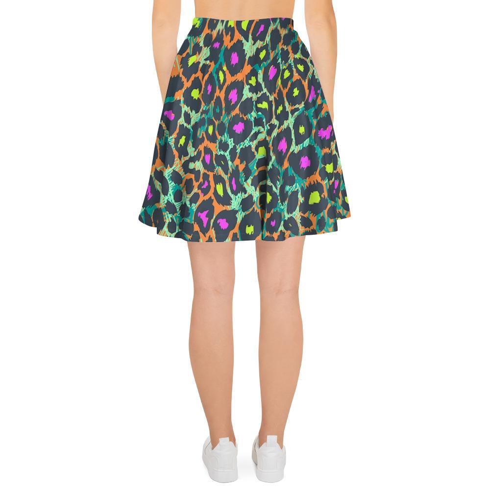 Colorful Neon Leopard Women's Skirt-grizzshop