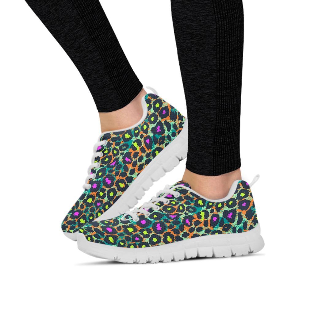 Colorful Neon Leopard Women's Sneakers-grizzshop
