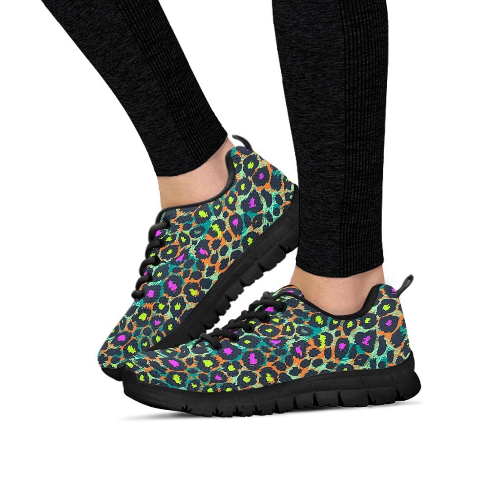 Colorful Neon Leopard Women's Sneakers-grizzshop