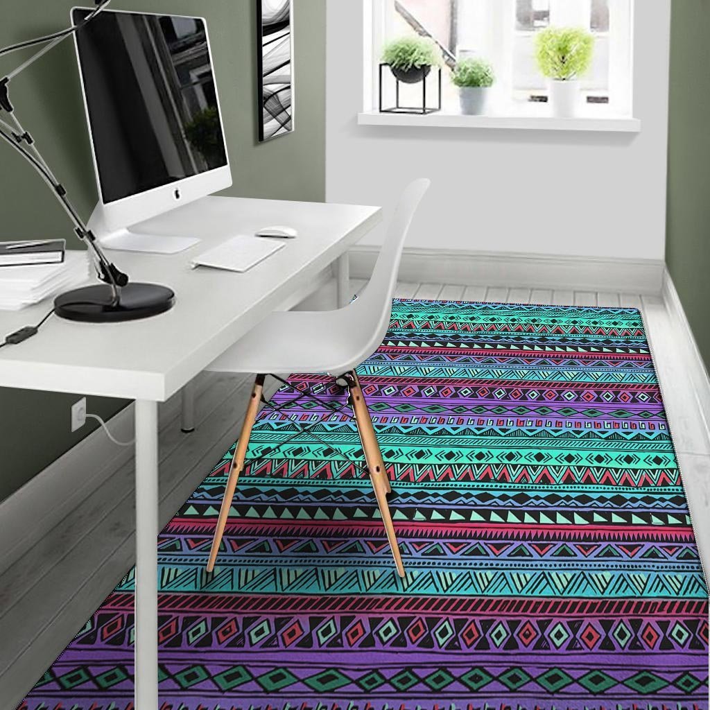 Colorful Neon Tribal Aztec Hand Drawn Floor Mat-grizzshop