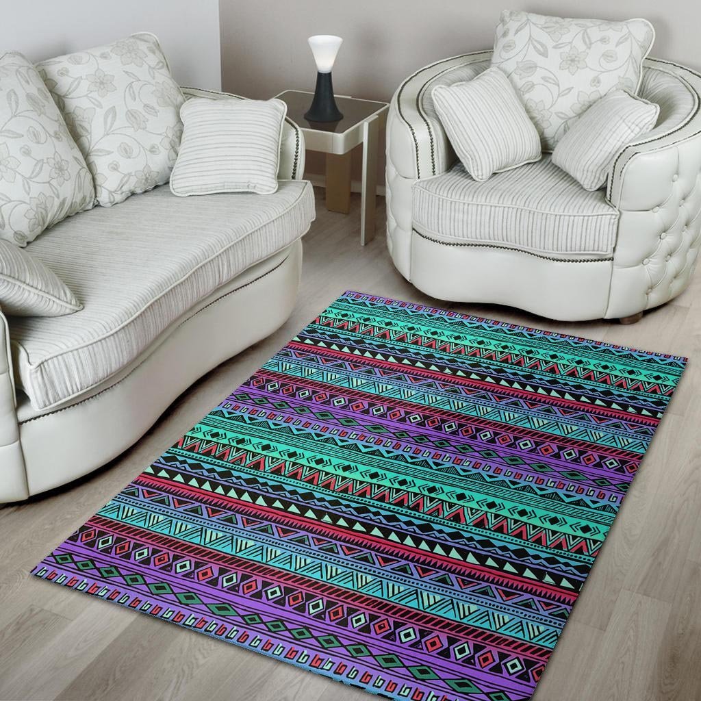 Colorful Neon Tribal Aztec Hand Drawn Floor Mat-grizzshop