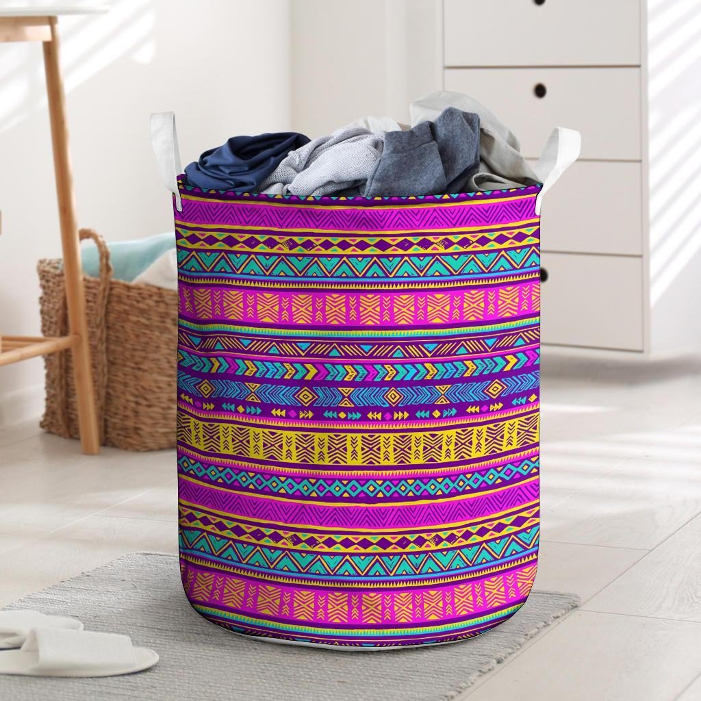 Colorful Neon Tribal Navajo Aztec Print Laundry Basket-grizzshop