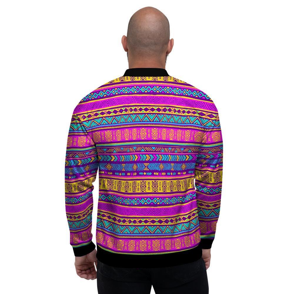 Colorful Neon Tribal Navajo Aztec Print Men's Bomber Jacket-grizzshop